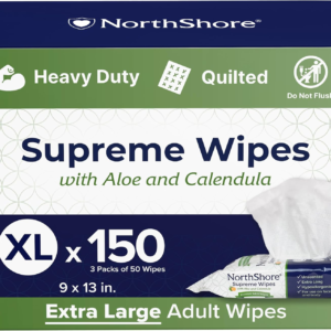 NorthShore Supreme Heavy-Duty Quilted Wipes, X-Large, 9 x 13 in., 50 ct, 3-Pack